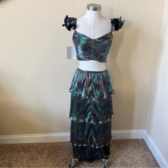 New! Set! Saylor x free people Gianna Top and Skirt metallic nwot 17233 - Picture 4 of 16
